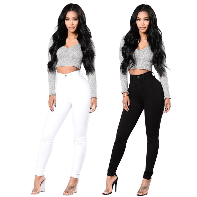 

2020 Women Skinny Casual Jeans Push Up High Waist Pants Slim Fit Long Pants Female Trousers Good Quality Free Shipping, Y-228 white
