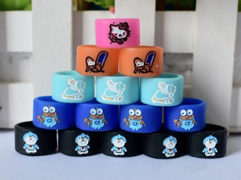 

ecig Silicon Vape Band Rings Engraved Cartoon Silicone Rubber Protection Decorative Beauty Ring Diameter 16mm For EVOD EGO T Twist Battery
