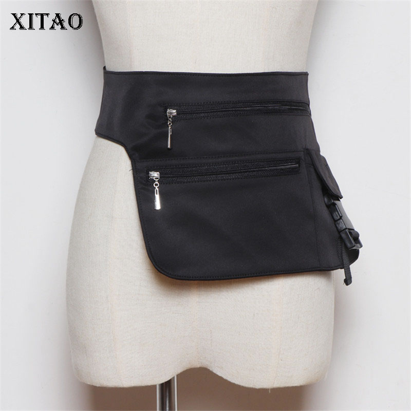 

XITAO All Kinds of Personalized Locomotives Waist Packs Patchwork Irregular Black Small Fresh Casual Style Loose Packs ZLL5156, Sky blue
