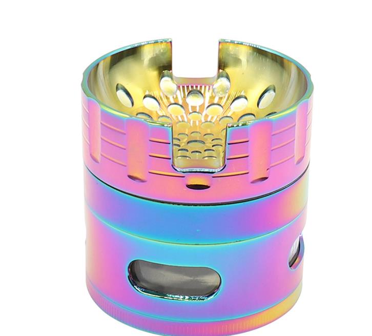 

2019 New Four-Eye Concave Mobile Phone Bracket Dazzling Color Zinc Alloy Smoke Grinder 63mm Personal Smoke Crusher Wholesale