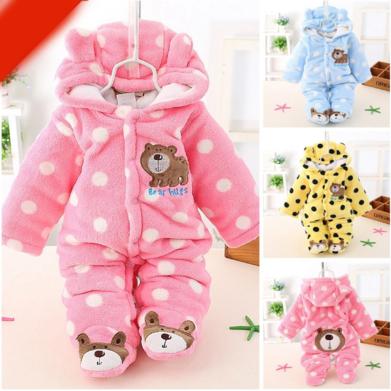 

New Baby Winter Romper Cotton Padded Thick Newborn Baby Girl Warm Jumpsuit Autumn 3 Colors Fashion Baby Wear Kid Climb Clothes, Pink
