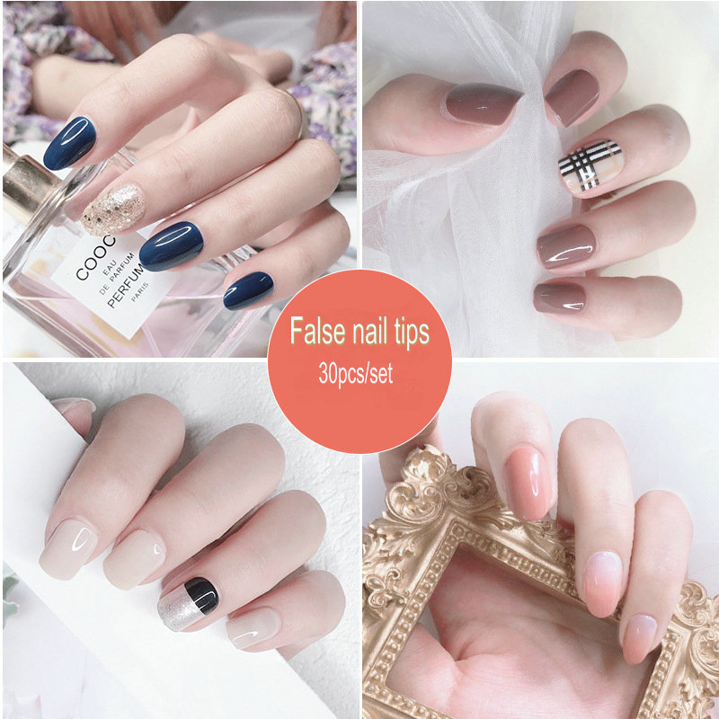 

30pcs/set False Nail Tips Press On Nail Reusable Detachable Acrylic Fake Nail, Multi