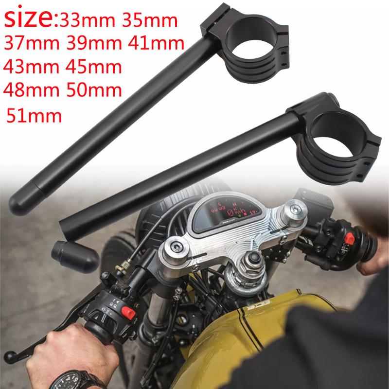 

Black Cafe Racer Adjustable Racing CNC 33 35 37 39 41 43 45 48 50 51mm Motorcycle Clipon Clip On Front Fork Handlebar Handle Bar