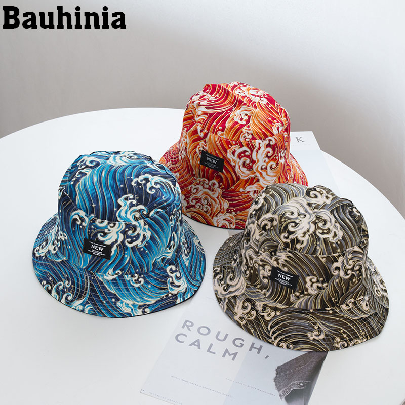 

Bauhinia 2020 Sea series Double sided Bucket Hat Fisherman Hat outdoor travel Sun Cap Hats for Men and Women, Red