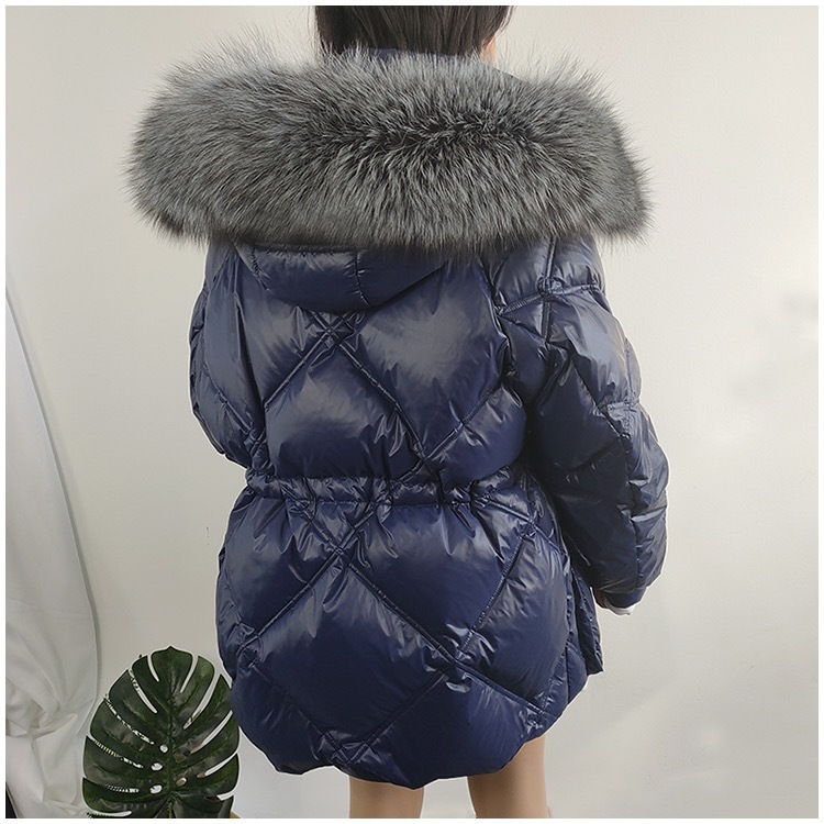 

2019 Oversized Silver Fur Collar Down Jacket Women's Short Waist Trim Black Coat Tide Jackets Women, Beige