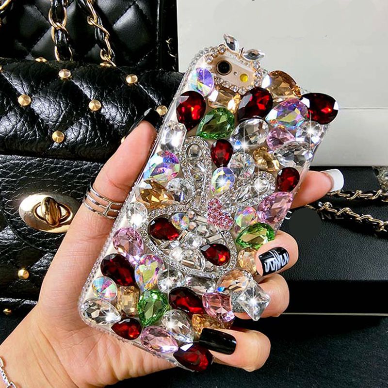 Rabbit Crystal Stones Phone Case Cover For Iphone 6 6s 7 8 Plus X