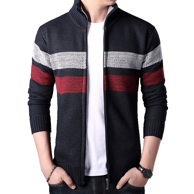

Homme Sweaters Winter Mens clothes Striped Male Autumn Cardigan Fashion Fit Thick Slim Keep Warm Men Solid Smart Casual Sweaters, Blue