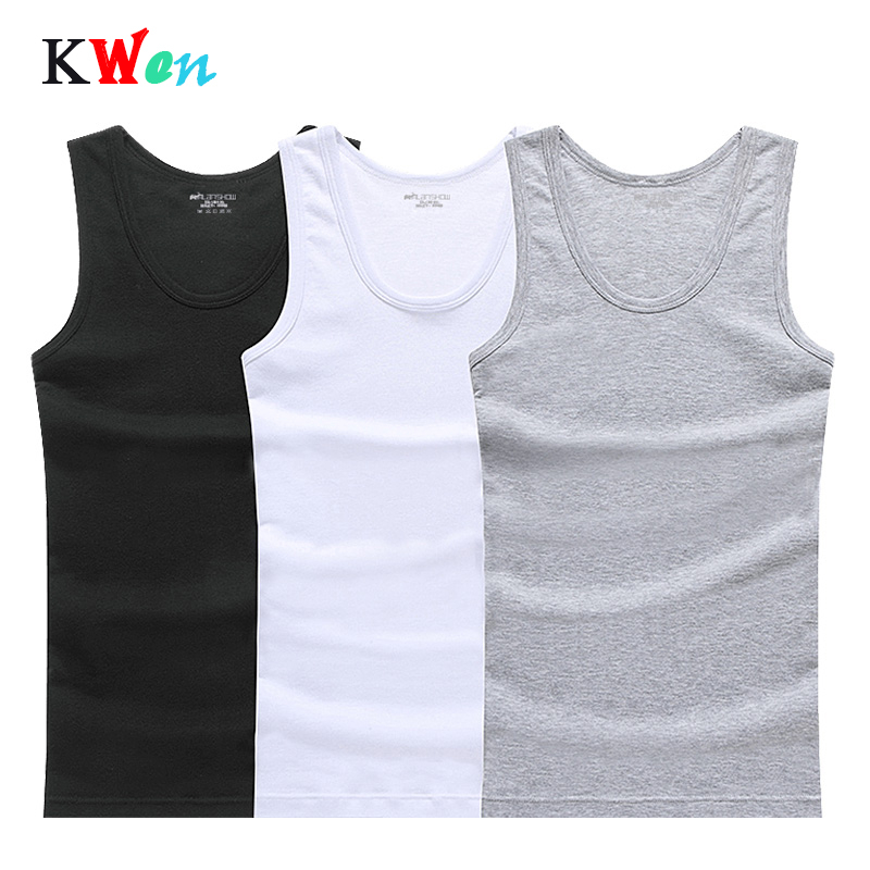 

Tank Top Men 3-PCS Cotton Sleeveless Undershirt Gym Fitness Pure Shirts Bodybuilding Workout Vest Factory Outlet Mens Shirt, White white black