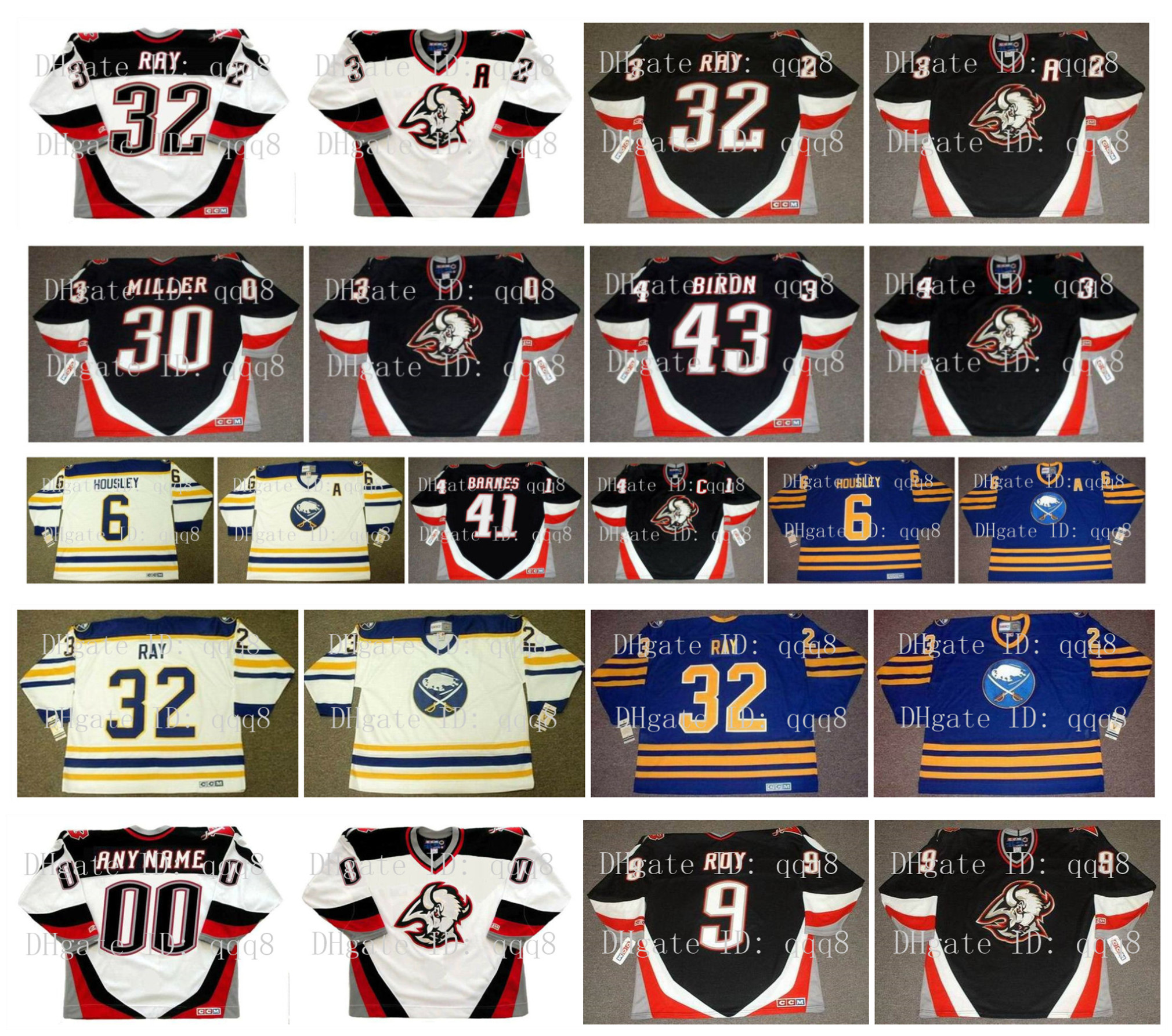 

Vintage Buffalo Sabres Jerseys 30 RYAN MILLER 43 MARTIN BIRON 6 PHIL HOUSLEY 41 STU BARNES 32 ROB RAY 9 DEREK ROY Custom Hockey Jerseys, Any name number