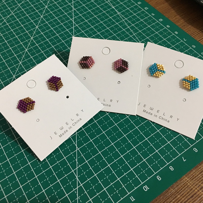 

woven seed beads stud earrings for women girls Birthday gifts fashion jewelry heart stud earrings party wedding earring