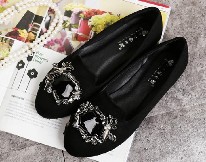 

2019 Elastic cloth Women's shoes in Spring and Autumn with New style flat bottom round head water drill @38, Black