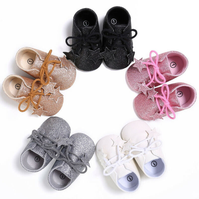 

Baby Girl Toddler Shoes Crib Shoes Pram Soft Sole Prewalker Anti-slip Sneakers