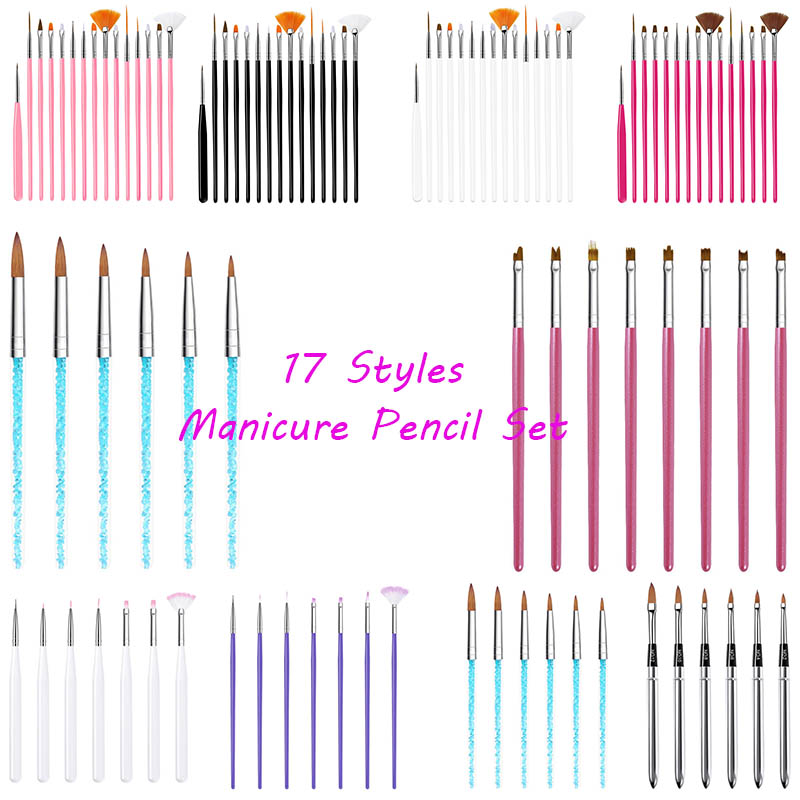 

15PCS/Set Gel Polish Brushes Pink Tools Gel Painting Pen Nail Tools Nail Brush Dotting Painting Drawing Pen Nail Art