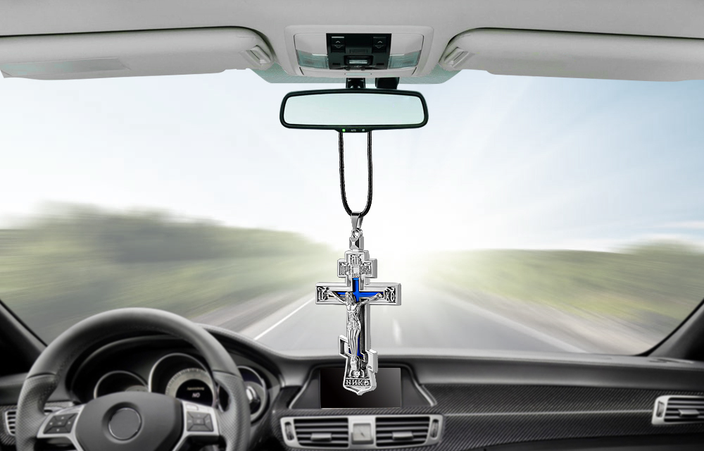 Charms Metal Jesus Crucifix Cross Car Rearview Mirror Decoration