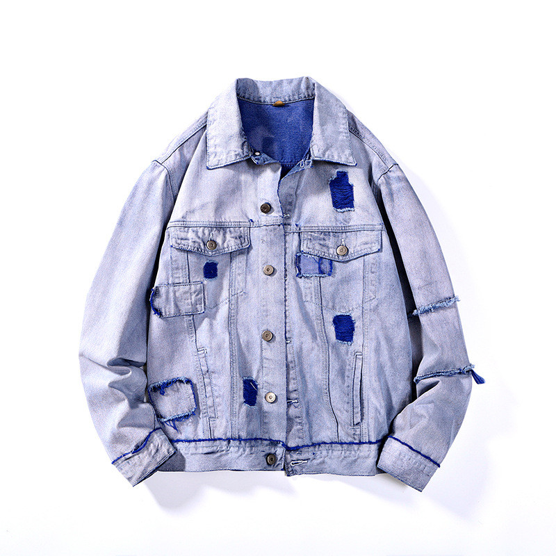destroyed denim jacket mens