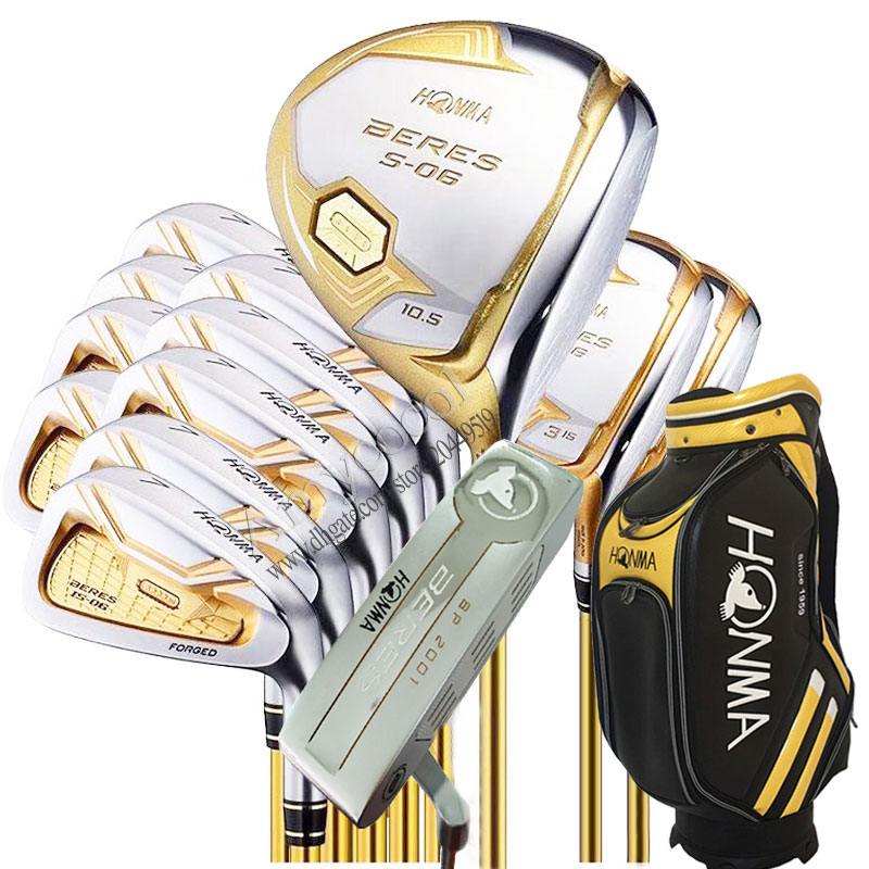 

4 star New Golf clubs HONMA S-06 Golf full set Driver wood irons Putter and Clubs Golf bag Graphite shaft Free shipping
