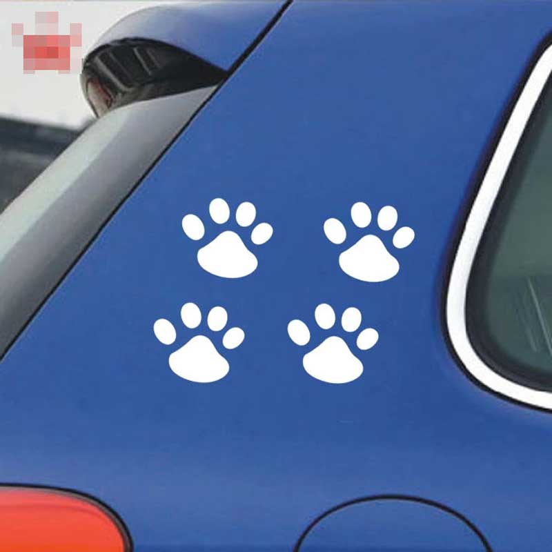 CAR 4pcs / set personnalité Autocollants voiture drôle de chat de chien d'impression de patte Panda Autocollants imprimés Couverture