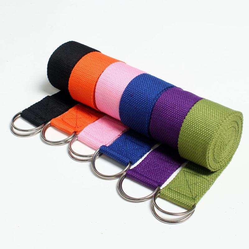 

6 Pieces 72" Yoga Stretch Belt Strap Sports Training Belt Stretch Waist Leg Fitness Exercise Gym Cotton Yoga Strap Sports Belts, Black