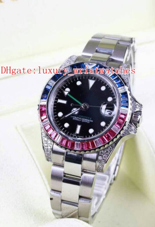 

6 colors Fashion High quality Wristwatches GMT II 116759 116758 40mm Stainless Steel Diamond border Automatic mechanical Mens Watch Watches