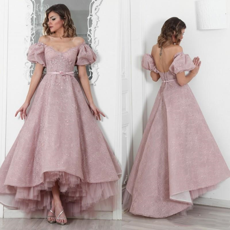 Puffy Short Off Shoulder Prom Dresses 