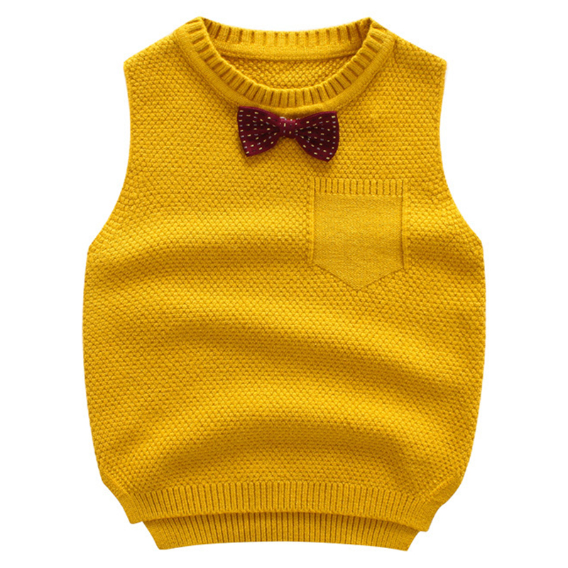 

2019 Autumn Toddler Boy Vest Cardigan Knitted Sweater Clothing Children Sweater Kids Clothes Baby Boy Vest School bow-tie random, Brown