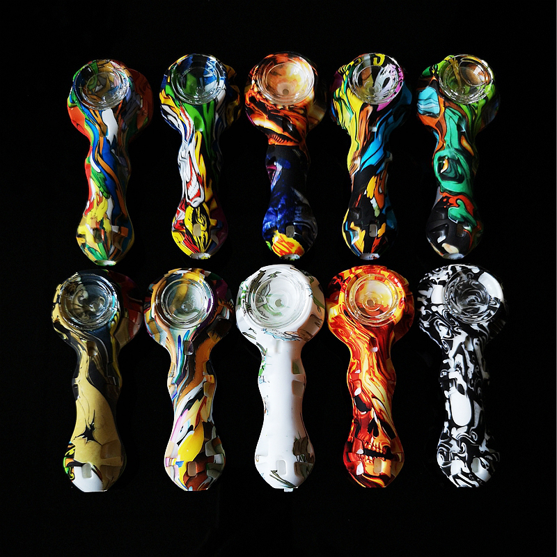 

New Silicone Smoke Pipe Hand Spoon Oil Burner Pipes Colorful Tobacco Pipe Dab Smoke Accessory For Smoking