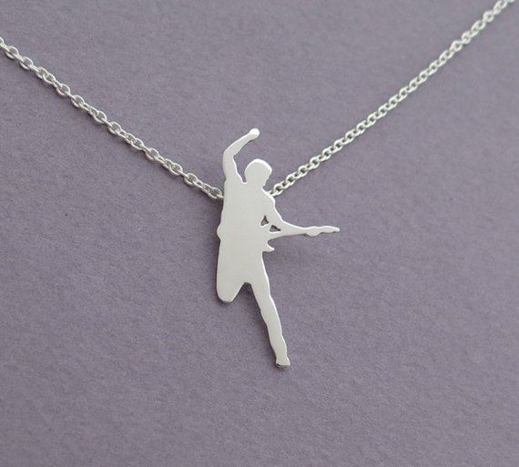 

10pcs Musical Guitar Boy Clavicle Necklace Figure Pattern Guitar Man Charm Pendant Necklace Jewelry Gift for Fanatics