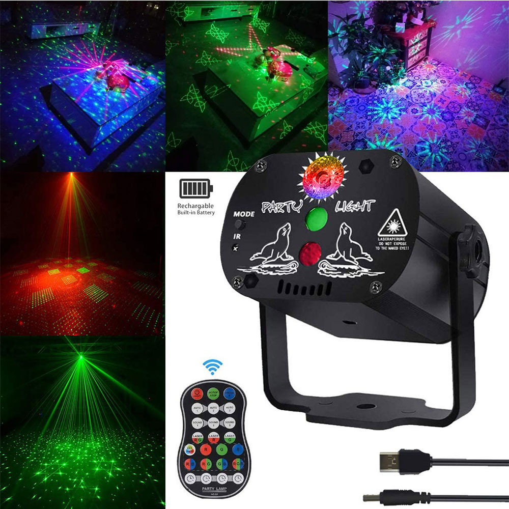 

Laser Lights,DJ Disco Stage Party Lights Sound Activated Led Projector Time Function with Remote Control for Christmas Halloween Decorations