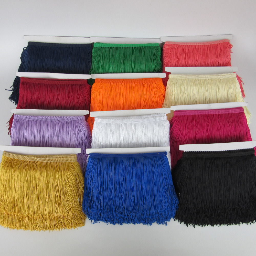 9,1 m/lotto 15 cm Long Lace Trim 25 color poliestere frangia taglio per DIY latina Dress Stage vestiti accessori White 9,1 m/lotto 15 cm Long Lace Trim 25 color poliestere frangia taglio per DIY latina Dress Stage vestiti accessori White