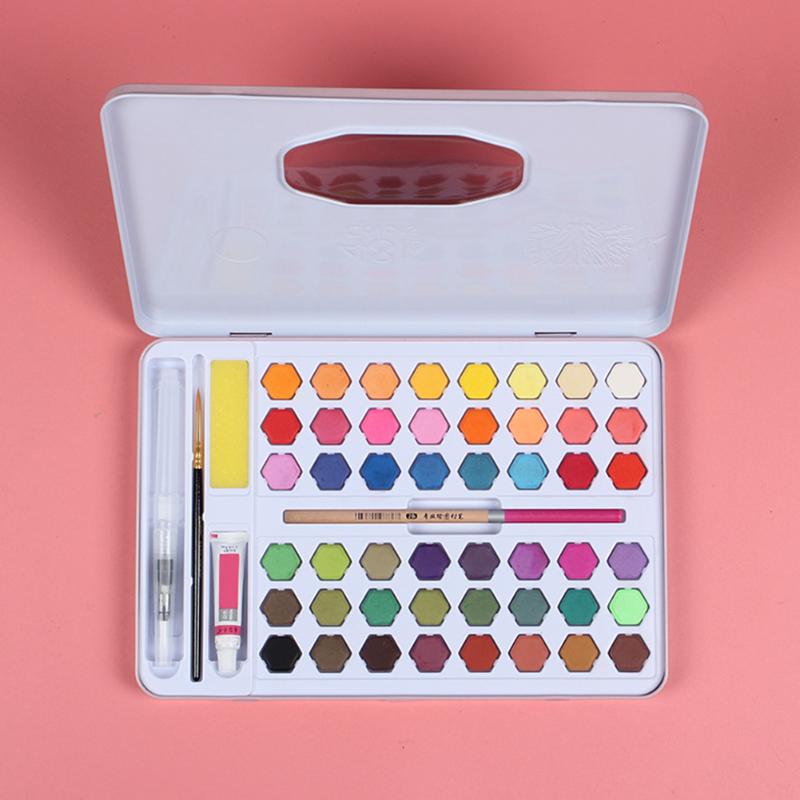 

Students Art Supplies Paintbrush For Beginners School Stationery Graffiti Solid Watercolor Paint Set Children Gift With Box