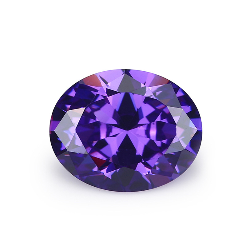 Wholesale High quality 100PCS/ bag bluish violet 8*10 mm Oval Faceted Cut Shape 5A VVS Loose Cubic zirconia free shipping-image-467267010