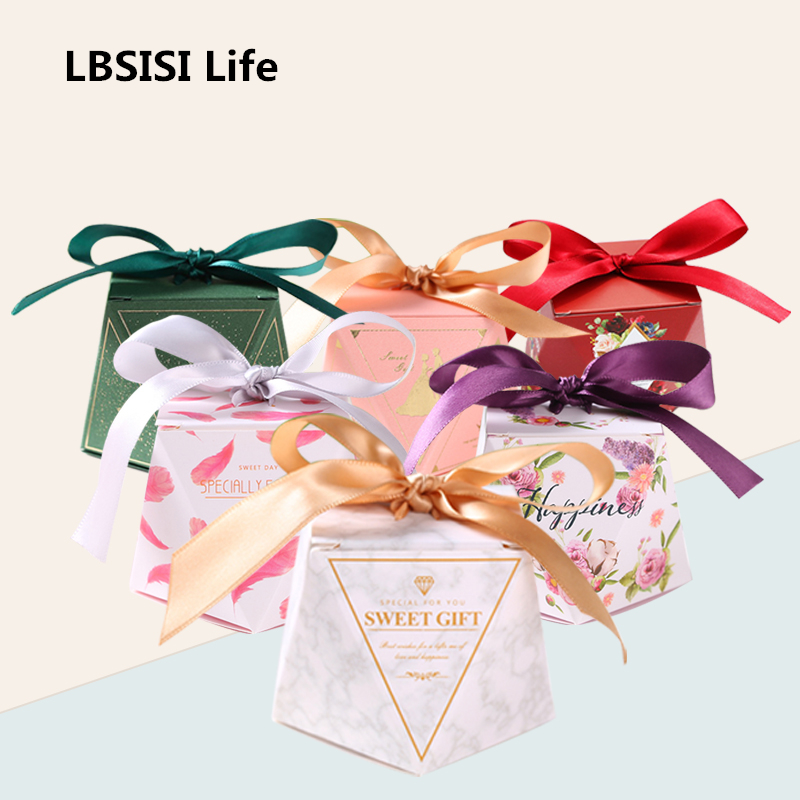 

LBSISI Life Wedding Candy Box Diamond Wed Favor Sweet Gift Box for Wedding Baby Shower Birthday Party Supplie 30/50/100pcs
