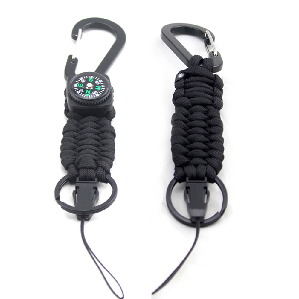 

Outdoor Sports Camping Keep Safe Navy Camouflage Color Paracord Keychain with Compass