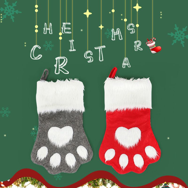 

2019 Christmas Long-haired Dogs Claw Shape Christmas Stockings Decoration Children Candy Gift Bags