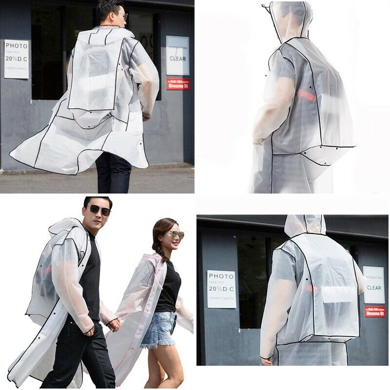 

Unisex Raincoat Protective Waterproof Rain Cover White Outwears Poncho Hooded UK