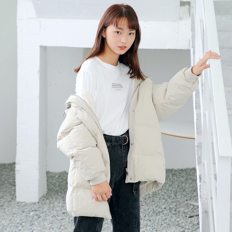 

Cotton-Padded Clothes Winter New Korean Version of the Long Hooded Wild Solid Color Thick Type Women's Cotton-Padded Clothing, Clear