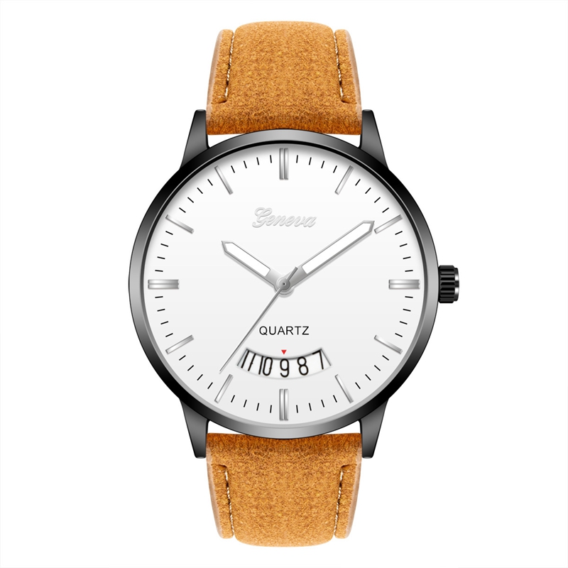 

Wholesale Mens New Black Dial Calendar Date Geneva Wrist Watches Fashion For Male Mens Leisure Business Watches Casual Leather Lnhdp, Slivery;brown