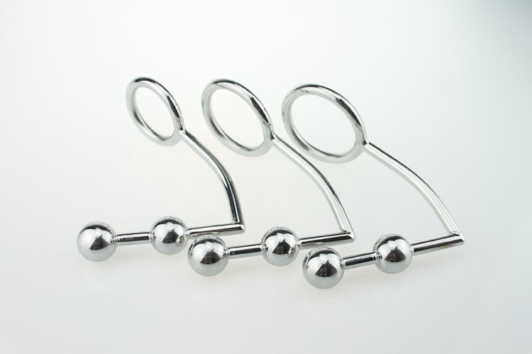 Stainless Steel Double Balls Male Chastity Anal Hook Butt Plug With