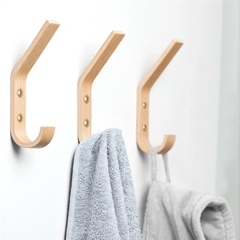 

3PCS Coat Hanger Natural Wooden Wall Mounting Clothes Hat Hanger Wall Hook