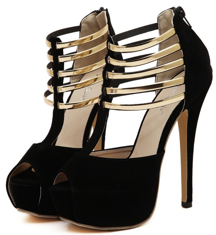 

platform high heel black dress shoes sandals red color big size 35-43 women