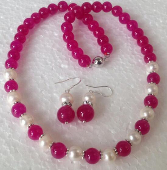 BLANC naturel perle noir onyx colliers bracelets boucles d/'oreilles Set 18/"