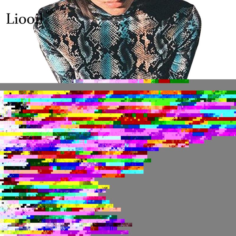 

Liooil Sexy Snake Print Top Women Shirts Long Sleeve Turtleneck Snake Skin Shirt Bodycon Blouse Party Womens Tops And Blouses, Brown
