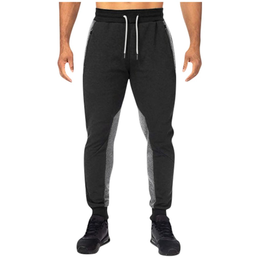 

Men's Pants With Straps Casual Loose Letter Patchwork Drawstring Elastic Waist Long Pants Trousers Tracksuit Trousers For Men, Black