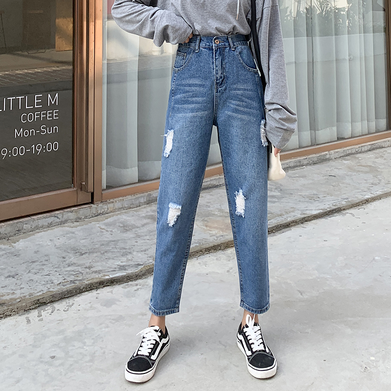

Woman Jeans High Waist Ripped Jeans 2020 Spring Summer For Clothes Wide Leg Denim Clothing Blue Streetwear Fashion Vintage Pants