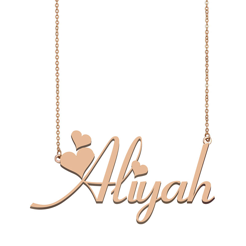 

Aliyah Custom Name Necklace Pendant for Women Girlfriend Gifts Nameplate Children Best Friends Jewelry 18k Gold Plated Stainless Steel, Silver