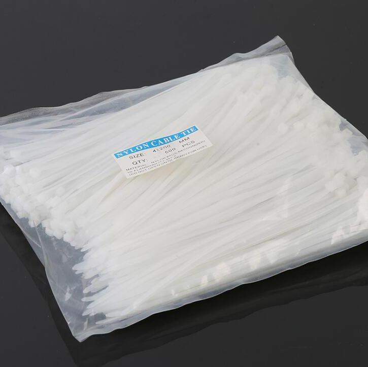 

3x100mm 4x200mm 1000pcs Plastic Zip Trim Wrap Cable Loop Ties Wire Black White Colors