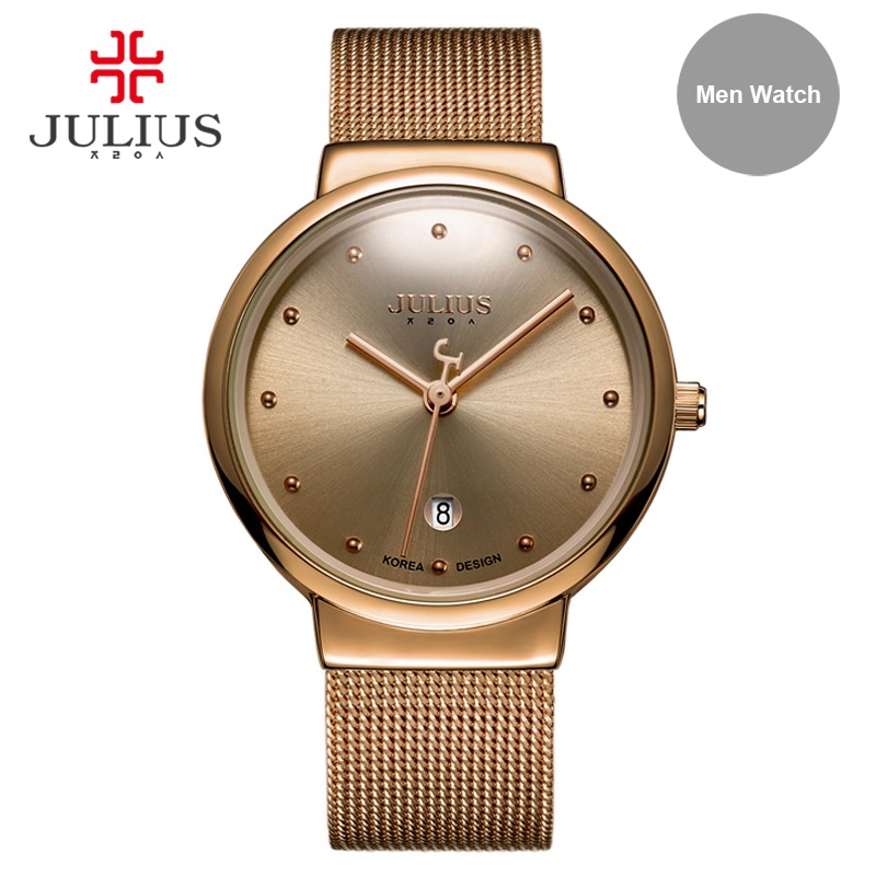 

cwp 2021 JULIUS Watches JA-426 Men Silver Gold Brown Black Mesh Stainless Steel Quartz Analog Diamante Dial Fashion Casual Waterproof, Multi-color