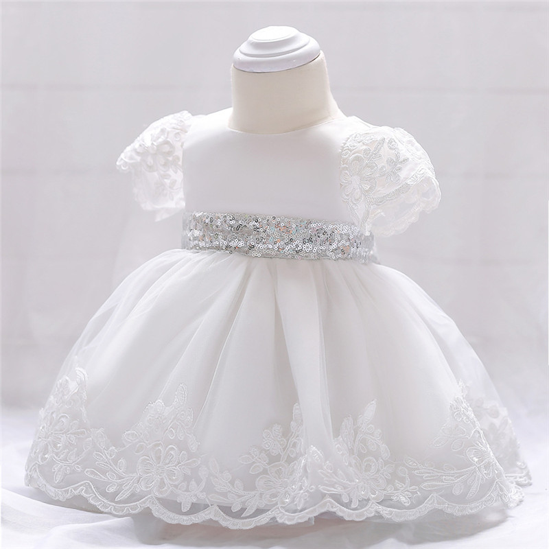 

Pure white Cotton Tulle Dress New baby girl Dress Cute Clothes Elegant Sequins Bow Embroidery princess Party Banquet