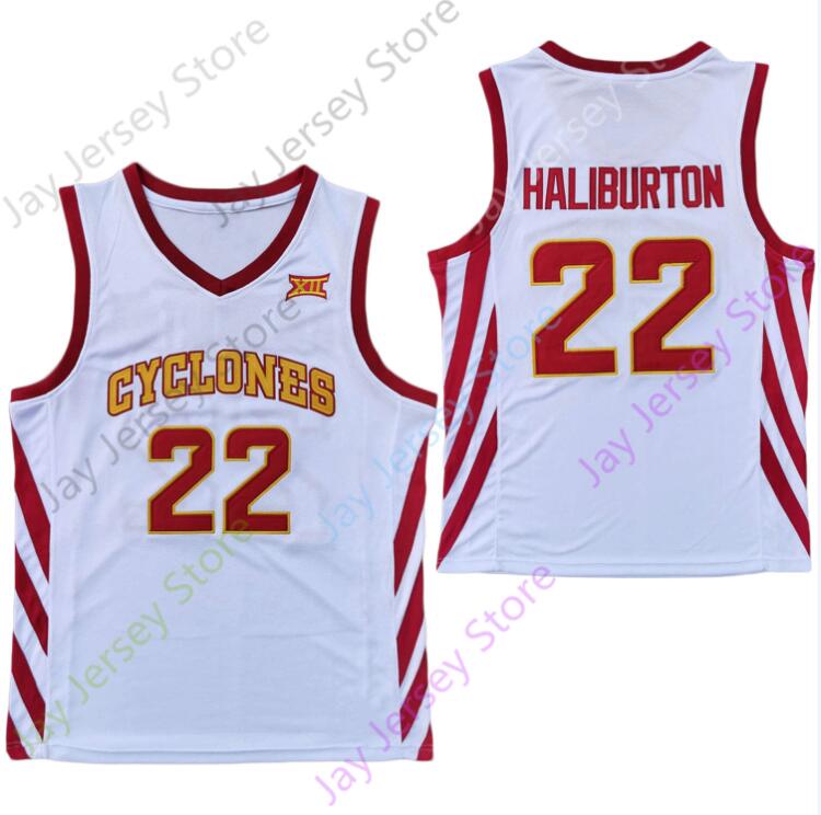 

2020 NCAA Iowa State Cyclones College Basketball Jersey NCAA 22 Haliburton White All Stitched and Embroidery Men Youth Size, As pic
