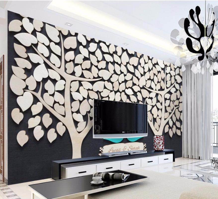 

CJSIR Custom Photo Wall Murals Stickers Big Tree Bird 3D Stereo TV Background Wall Papel De Parede Wallpaper for Walls 3 d, As the pictures